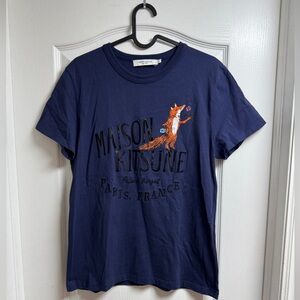 MAISON KITSUNÉ Navy Olympia Le-Tan Palais Royal T-Shirt